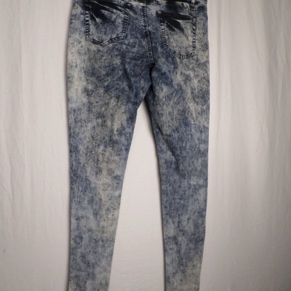 Encore Jeans USA Size XL Grey Acid Wash Skinny Jeans Fray Distressed Leg - Picture 8 of 15
